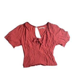 Abercrombie & Fitch Red Polka Dot Front-Tie Cutout Top - M